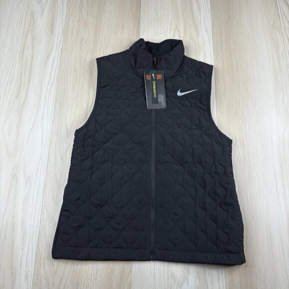Nike Aerolayer Womens Running Gilet Vest Size XS Black Padded Pockets NEW - Picture 1 of 12